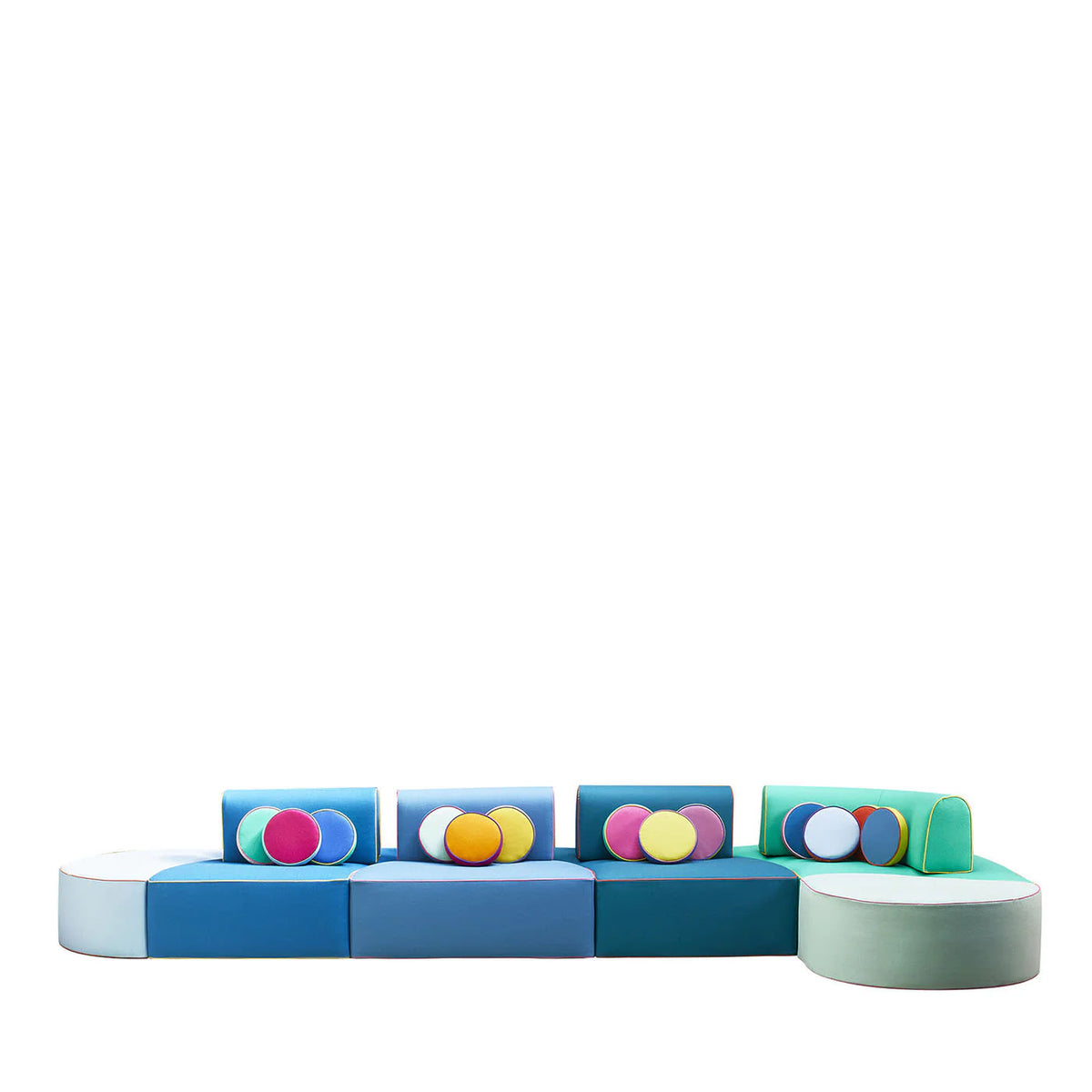 Snaked Polychrome Fabric Sofa by Giuseppe Dicecca