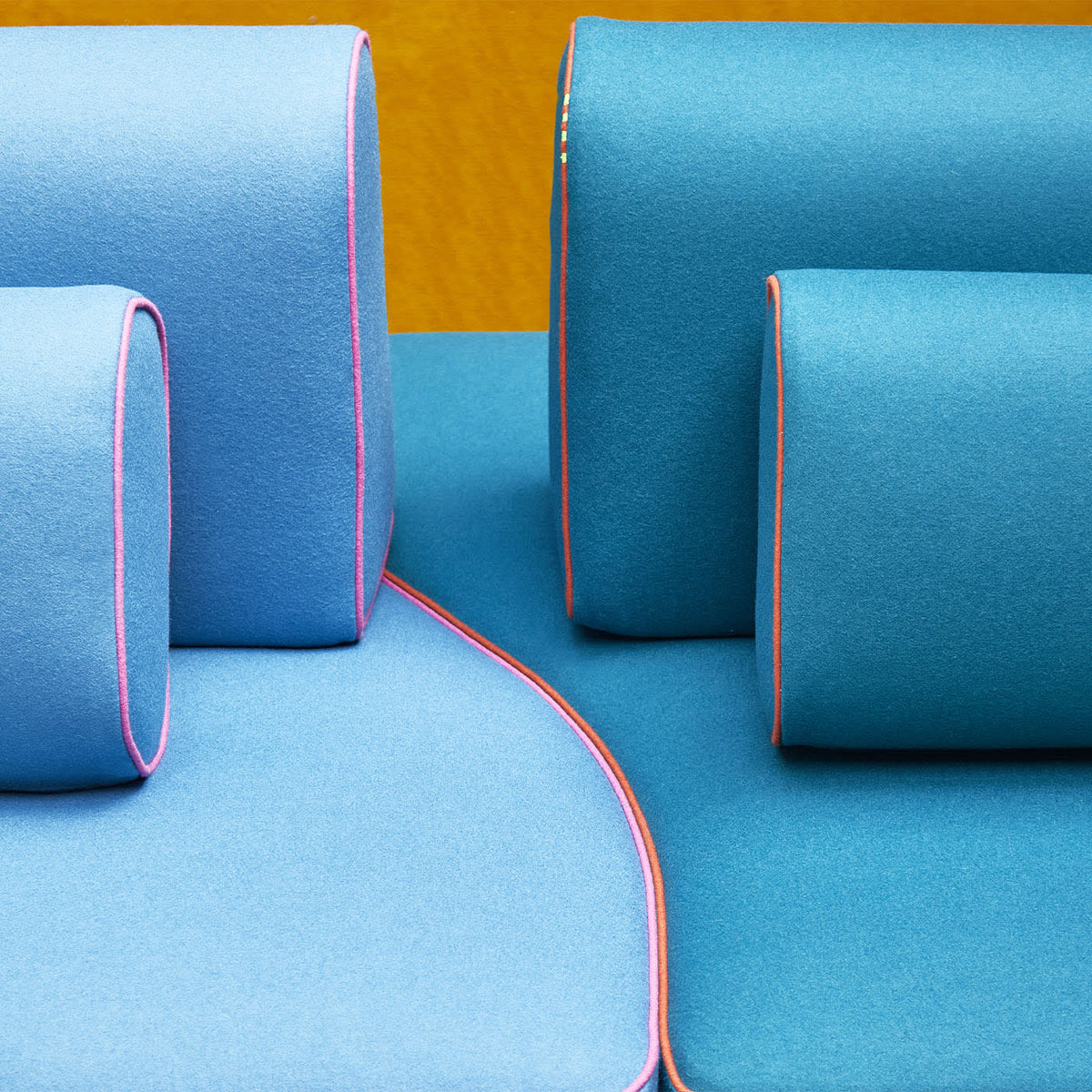 Snaked Polychrome Fabric Sofa by Giuseppe Dicecca